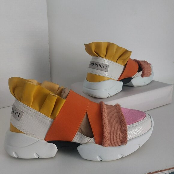 EMILIO PUCCI Sneakers Size 7.5 Colorful Leather Dopamine Slip On Designer Kicks - Picture 2 of 15